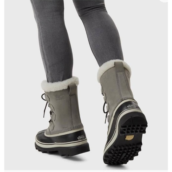 SOREL Womens Caribou WP Durable Waterproof Winter Grey Stone Boot Size 7 EU 38 - Picture 2 of 9
